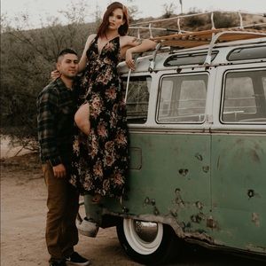 Stunning Floral Low Cut Maxi Dress